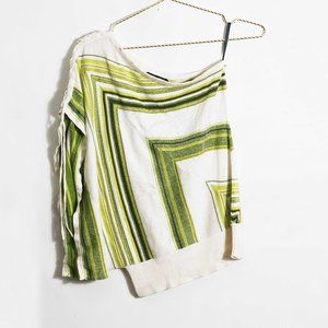 Bebe One Shoulder Striped Knit Top M